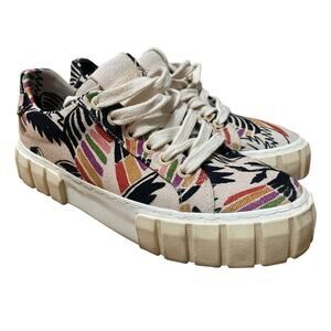 Farm Rio Women's EU 36/ US 5.5/6 Chunky Lug Multicolor Bird Print Canvas Sneaker